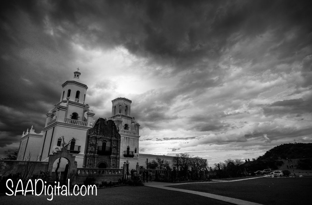 The San Xavier Mission south of Tucson, AZ