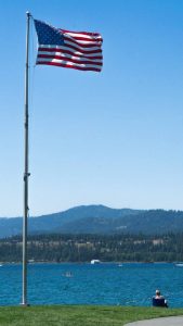 American flag near Lake Coeur d'Alene