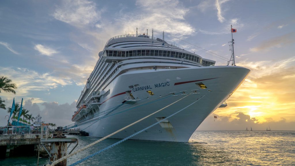 The Carnival Magic cruise ship docked in Key West, FL