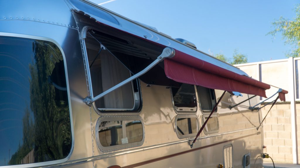 Awnings on the street side of the Airstream