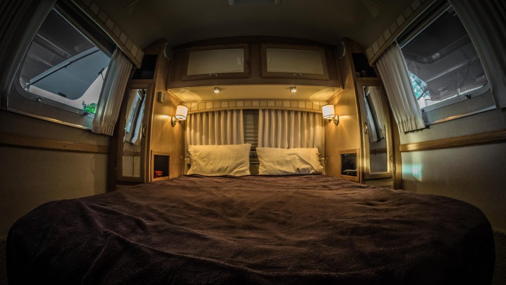 The bed in our Airstream: Where all the magic happens!