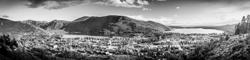 Panoramic of Grand Lake and Shadow Mountain Lake