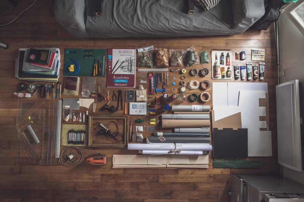 Nicely organized stuff on a desk!