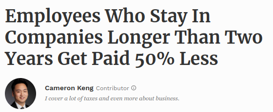 Forbes: Employees make less by staying