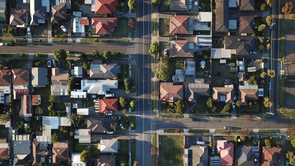 Bird's eye view of a neighborhood